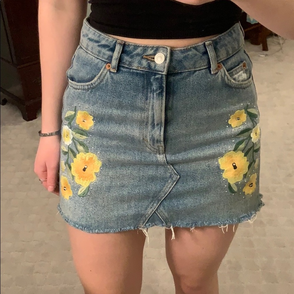 Topshop MOTO embroidered skirt